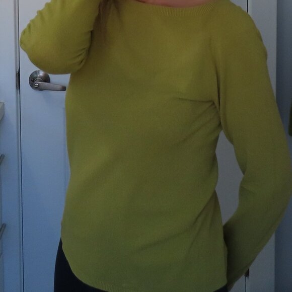 Talbot's Petite Leaf Green LS boat neck cotton sweater, size S - Picture 8 of 8